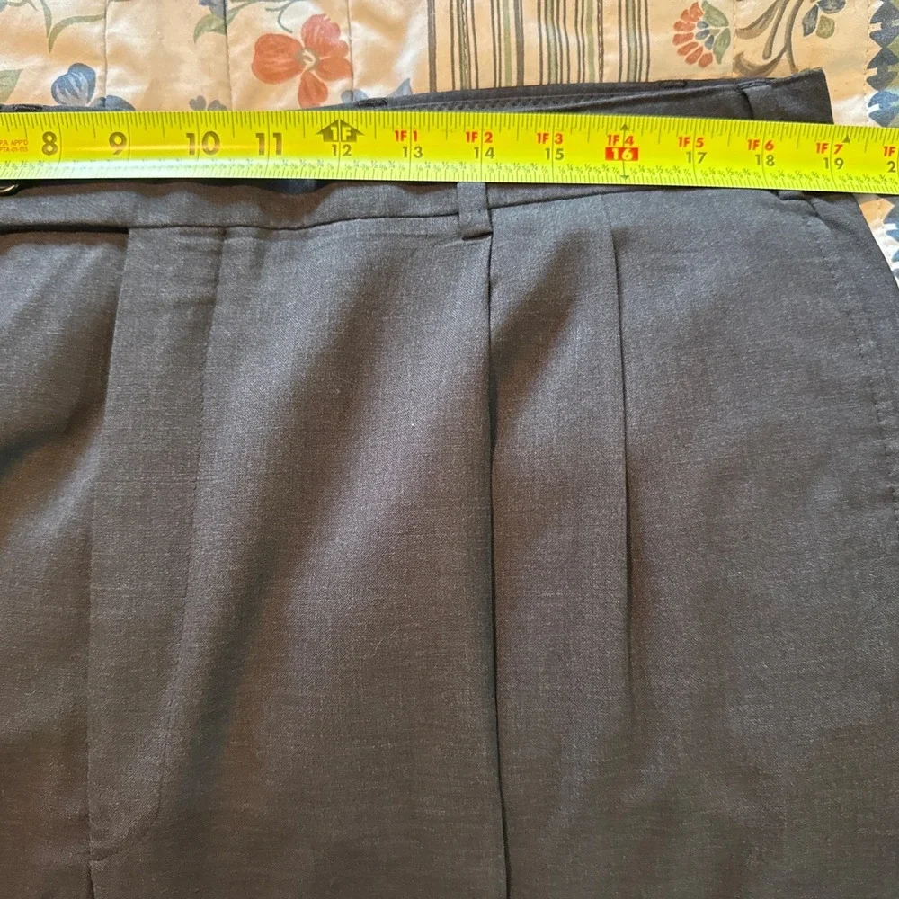 Jos. A. Bank Suit Mens 44lL Charcoal Check 100% Wool 38x32 Cuffed Pants